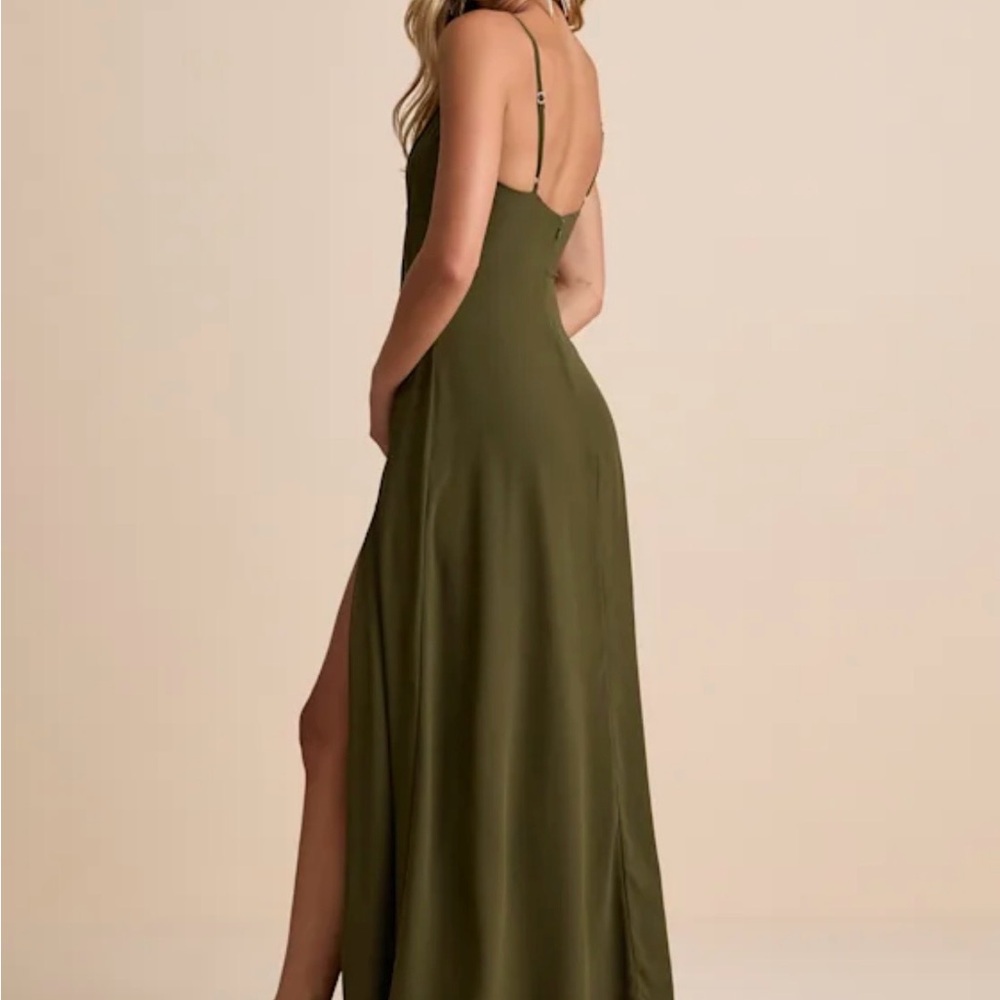 Lulu's Olive Green Backless Maxi Dress